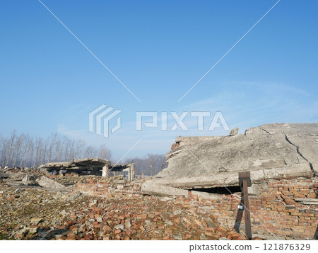 Abandoned buildings of the Birkenau concentration camp (Poland) 121876329