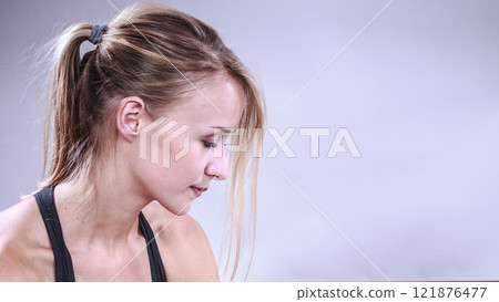 Fitness girl sporty woman portrait Fitness girl sporty woman portrait 121876477