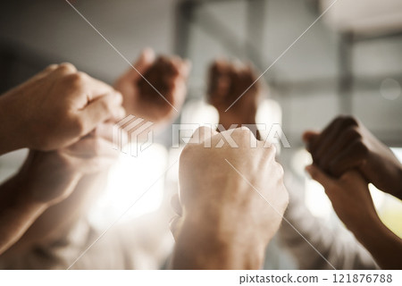 Diverse people hold hands in teamwork, success and support while showing solidarity, trust and unity in office. Closeup of business team, men and women standing together for equal workplace rights Diverse people hold hands in teamwork, success and support while showing solidarity, trust and unity in office. Closeup of business team, men and women standing together for equal workplace rights 121876788