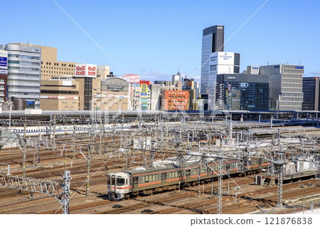 Nagoya City, Nagoya Station platform and buildings at Taikoguchi 121876838