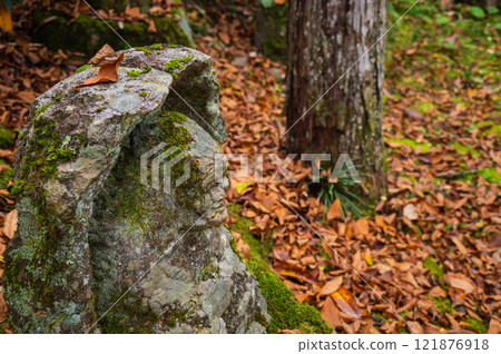 Weathered stone Buddha statue standing still [Joshoji Temple] 121876918