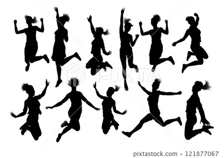 Happy Woman Jumping For Joy Silhouette Women Happy Woman Jumping For Joy Silhouette Women 121877067