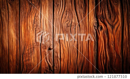 Wood grain background material Wood deck Wood grain Dark brown AI generated material Vertical grain 121877310