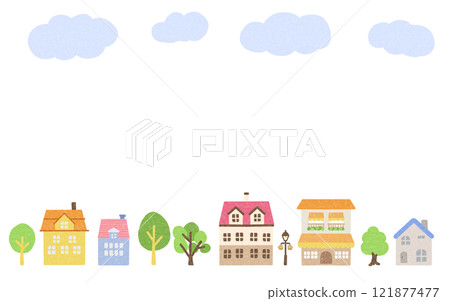 多彩的城市景觀和雲彩的插圖 多彩的城市景觀和雲彩的插圖 121877477
