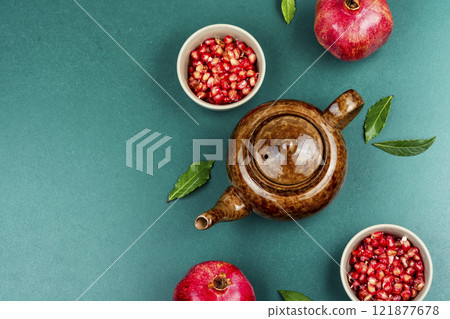 Pomegranate hot drink, afternoon tea. Pomegranate hot drink, afternoon tea. 121877678