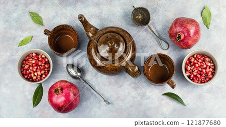 Tea With Pomegranate Seeds. Tea With Pomegranate Seeds. 121877680