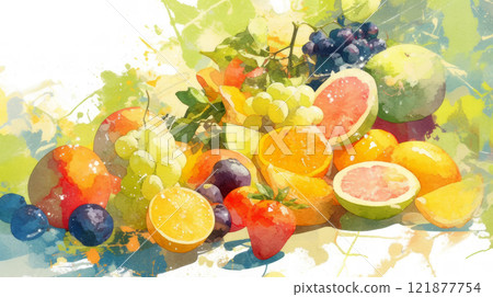 Watercolor painted fruit platter Watercolor painted fruit platter 121877754