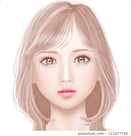 Women with medium-long hair, light brown 121877780