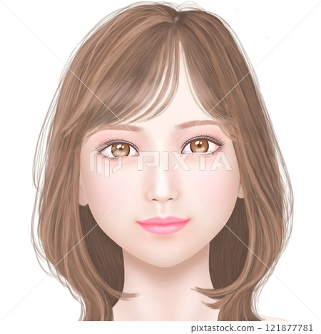 Women with medium-long hair, brown 121877781