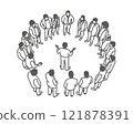 The man is giving a speech to the group. 121878391