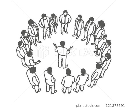 The man is giving a speech to the group. The man is giving a speech to the group. 121878391