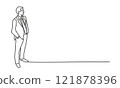 Man in a suit is standing in front of a wall 121878396