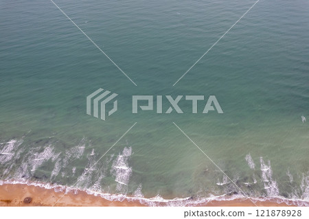 Aerial sea coast in winter. 121878928