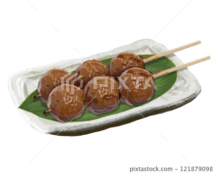 Yakitori (chicken meatballs) plate included Yakitori (chicken meatballs) plate included 121879098