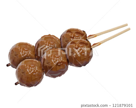 2 skewers of yakitori (meatballs) 121879101