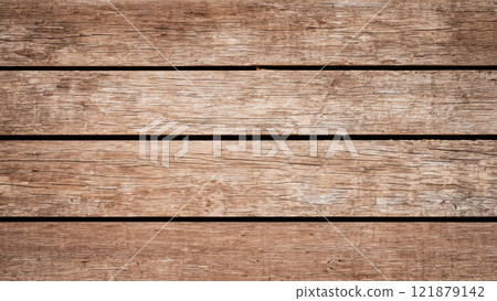 棕色木紋板。水平板。 棕色木紋板。水平板。 121879142