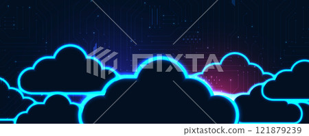 Abstract technology background with cloud and circuit  concept 121879239