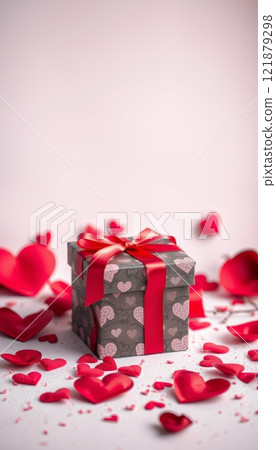 vertical illustration of a gift box with red hearts around it to represent love and romance for valentine's day vertical illustration of a gift box with red hearts around it to represent love and romance for valentine's day 121879298