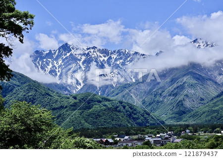 Mount Goryu in the Northern Alps in early summer Mount Goryu in the Northern Alps in early summer 121879437