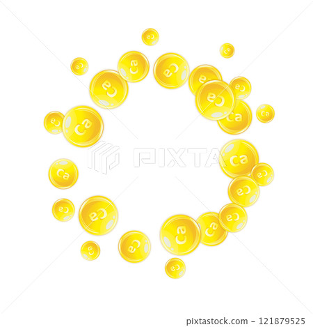 Calcium chaotic tablets. Beauty treatment and nutrition skin care. Wellness concept. Essential vitamins vector illustration. Calcium chaotic tablets. Beauty treatment and nutrition skin care. Wellness concept. Essential vitamins vector illustration. 121879525