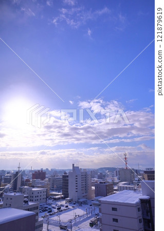 <Hokkaido> Asahikawa cityscape, snowy scenery 121879619