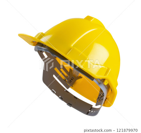Yellow safety construction helmet isolated on white background Yellow safety construction helmet isolated on white background 121879970