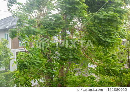 storm with heavy rain and strong winds 121880030