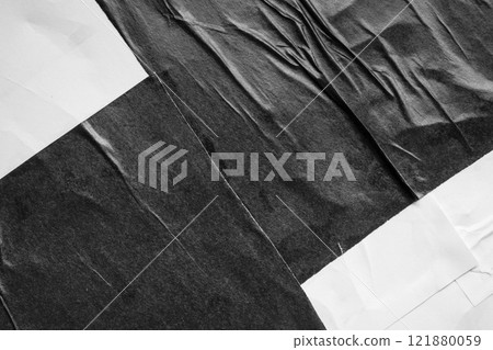 crumpled and creased black and white paper poster grunge texture background crumpled and creased black and white paper poster grunge texture background 121880059