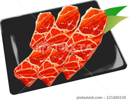 Kalbi arranged on a plate_Domestic beef illustration Kalbi arranged on a plate_Domestic beef illustration 121880130