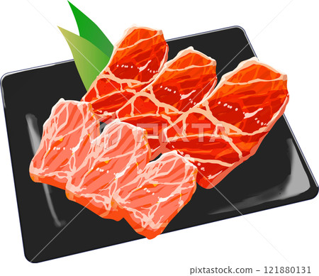 放在盤子裡的五花肉_日本牛肉插畫 121880131