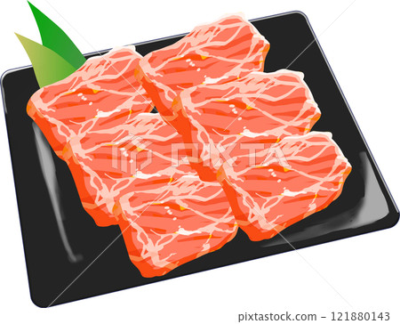 國產日本黑牛肉生肉排列在盤子上 121880143