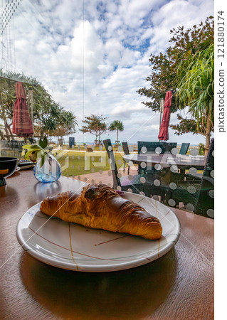 Freshly baked croissants and breakfast at Sheraton Okinawa Sunmarina Resort, which has a restaurant with a view of the blue ocean Freshly baked croissants and breakfast at Sheraton Okinawa Sunmarina Resort, which has a restaurant with a view of the blue ocean 121880174