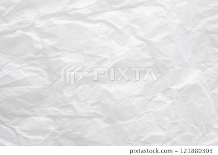 Abstract white crumpled and creased recycle paper texture background 121880303
