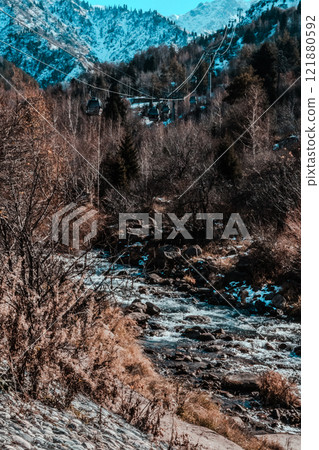 Mountains winter resort 121880592