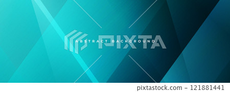 Blue modern abstract wide banner with geometric shapes. Dark blue abstract background. 121881441