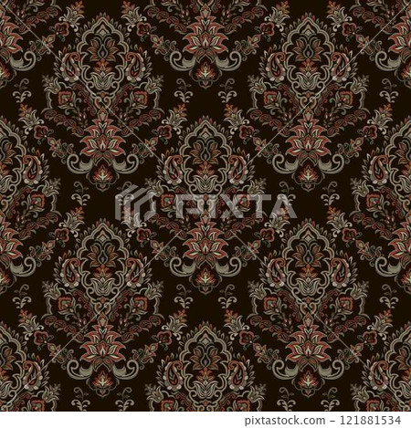 Motifs African boho paisley Floral Ikat pattern embroidery damask. Ethnic ikat floral Ethnic Indian Pattern Ikat pattern Ethnic Pattern.Damask indian floral Aztec embroidery border seamless patterns. 121881534
