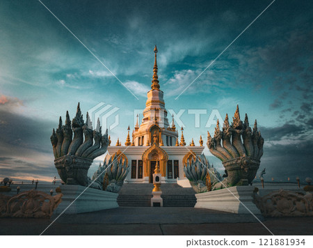 Breathtaking view of Wat Saensuk Suthi Wararam in Chon Buri, Thailand during sunset in October 2024 Breathtaking view of Wat Saensuk Suthi Wararam in Chon Buri, Thailand during sunset in October 2024 121881934