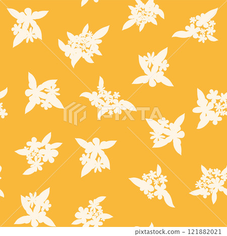 Decorative seamless vintage pattern in classic style with flowers and branches. Silhouettes of flowers, Two-color ornament in pastel colors, wedding 121882021