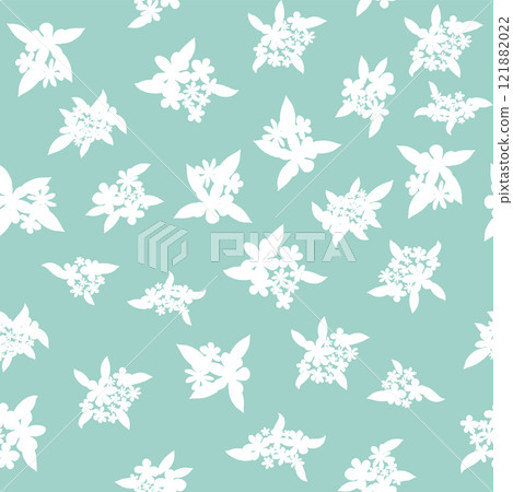 Decorative seamless vintage pattern in classic style with flowers and branches. Silhouettes of flowers, Two-color ornament in pastel colors, wedding 121882022