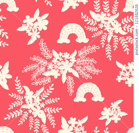 Decorative seamless vintage pattern in classic style with flowers and branches. Silhouettes of flowers, Two-color ornament in pastel colors, wedding Decorative seamless vintage pattern in classic style with flowers and branches. Silhouettes of flowers, Two-color ornament in pastel colors, wedding 121882026