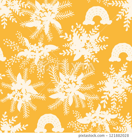 Decorative seamless vintage pattern in classic style with flowers and branches. Silhouettes of flowers, Two-color ornament in pastel colors, wedding Decorative seamless vintage pattern in classic style with flowers and branches. Silhouettes of flowers, Two-color ornament in pastel colors, wedding 121882028