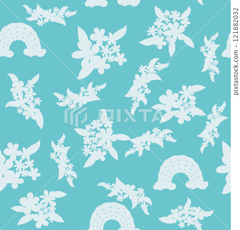Decorative seamless vintage pattern in classic style with flowers and branches. Silhouettes of flowers, Two-color ornament in pastel colors, wedding Decorative seamless vintage pattern in classic style with flowers and branches. Silhouettes of flowers, Two-color ornament in pastel colors, wedding 121882032