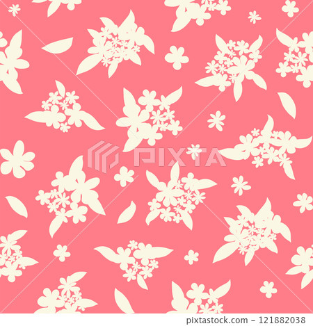 Decorative seamless vintage pattern in classic style with flowers and branches. Silhouettes of flowers, Two-color ornament in pastel colors, wedding Decorative seamless vintage pattern in classic style with flowers and branches. Silhouettes of flowers, Two-color ornament in pastel colors, wedding 121882038