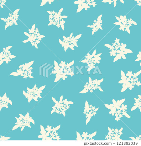 Decorative seamless vintage pattern in classic style with flowers and branches. Silhouettes of flowers, Two-color ornament in pastel colors, wedding 121882039