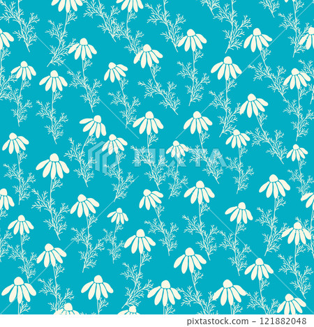 bicolor contour silhouette seamless pattern with flowers and leaves. Abstract floral spring, summer pastel pattern. bicolor contour silhouette seamless pattern with flowers and leaves. Abstract floral spring, summer pastel pattern. 121882048