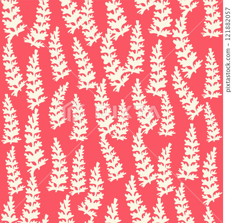 bicolor contour silhouette seamless pattern with flowers and leaves. Abstract floral spring, summer pastel pattern. 121882057