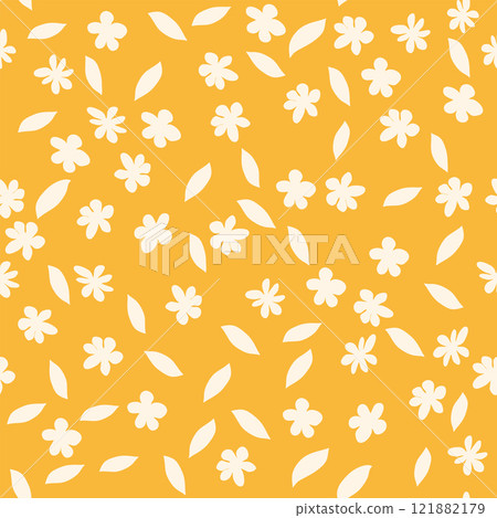 Decorative seamless vintage pattern in classic style with flowers and branches. Silhouettes of flowers, Two-color ornament in pastel colors, wedding 121882179
