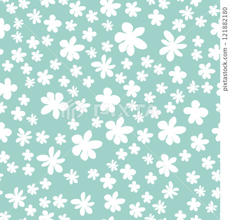 Decorative seamless vintage pattern in classic style with flowers and branches. Silhouettes of flowers, Two-color ornament in pastel colors, wedding 121882180