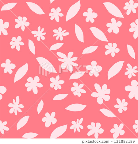Decorative seamless vintage pattern in classic style with flowers and branches. Silhouettes of flowers, Two-color ornament in pastel colors, wedding 121882189