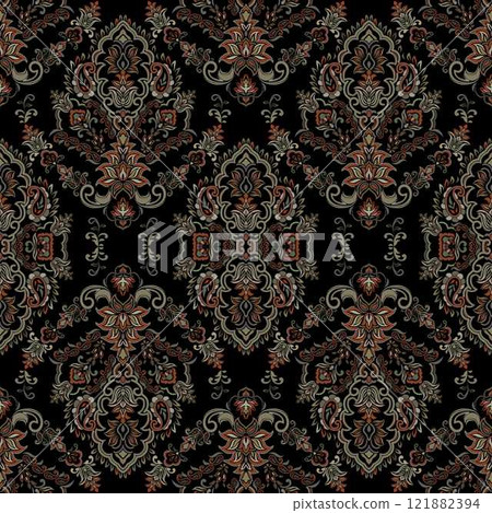 Motifs African boho paisley Floral Ikat pattern embroidery damask. Ethnic ikat floral Ethnic Indian Pattern Ikat pattern Ethnic Pattern.Damask indian floral Aztec embroidery border seamless patterns. 121882394